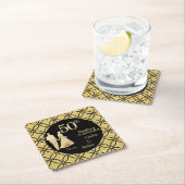 第50回金ゴールド結婚カップルグリッター スクエアペーパーコースター (インサイチュ)