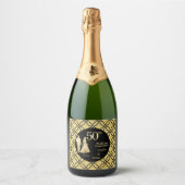 第50回金ゴールド結婚カップルグリッター スパークリングワインラベル (正面)