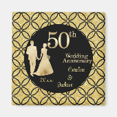 第50回金ゴールド結婚カップルグリッター マグネット (正面)