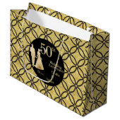 第50回金ゴールド結婚カップルグリッター ラージペーパーバッグ (正面アングル)