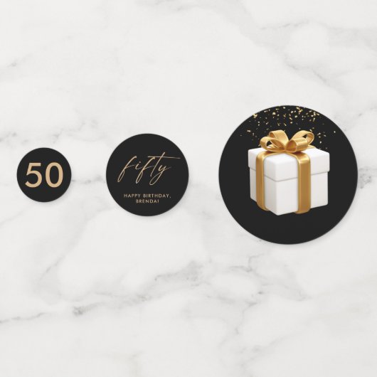 第50回金ゴールド黒エレガント誕生日会 コンフェッティ (裏面)