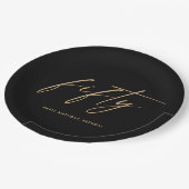 第50回金ゴールド黒エレガント誕生日会 ペーパープレート (アングル)