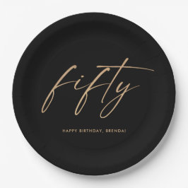 第50回金ゴールド黒エレガント誕生日会 ペーパープレート