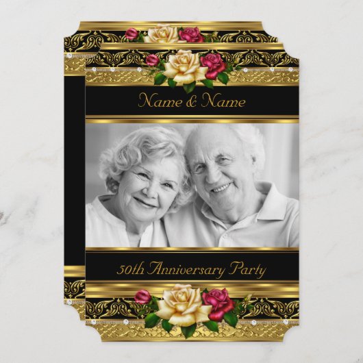 第50回金写真結婚記念パーティーバラ 招待状 (正面/裏面)