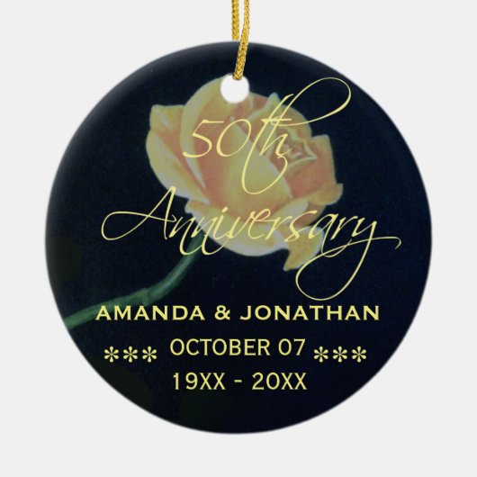 第50回金結婚金記念日バラ セラミックオーナメント (正面)