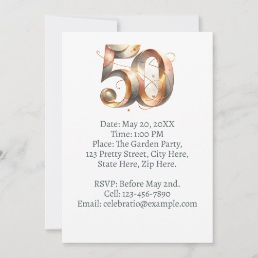 第50回金結婚金記念日パーティーお祝い 招待状 (裏面)