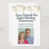 第50回金結婚金記念日パーティーお祝い 招待状 (正面/裏面)