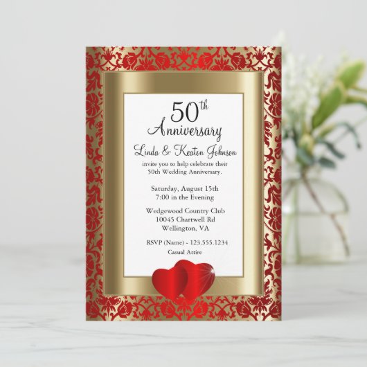 第50回金・赤結婚記念日 | DIY文字 招待状 (スタンド正面)