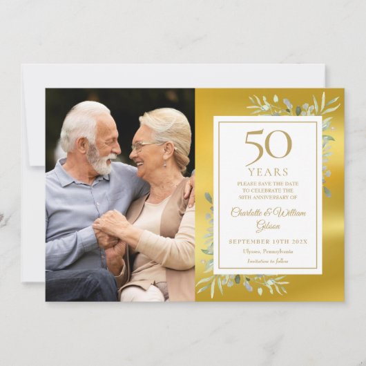 第50回黄金結婚周年記念緑2枚 セーブザデート (正面)