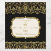 第50回黄金記念日ブラック&金ゴールド ワインラベル (シングルラベル)