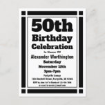 第50回黒幾何誕生日招待状葉書 インビテーションポストカード<br><div class="desc">この50番目の黒い幾何学的誕生日招待状はがきで50誕生祝いに招待状を送信する。個人カスタマイズ情報とパーティー情報</div>