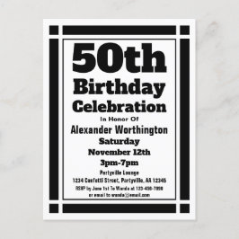 第50回黒幾何誕生日招待状葉書 インビテーションポストカード