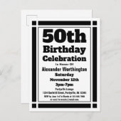 第50回黒幾何誕生日招待状葉書 インビテーションポストカード (正面/裏面)