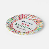 第50回50回ハッピーバースデー模様 ペーパープレート (アングル)