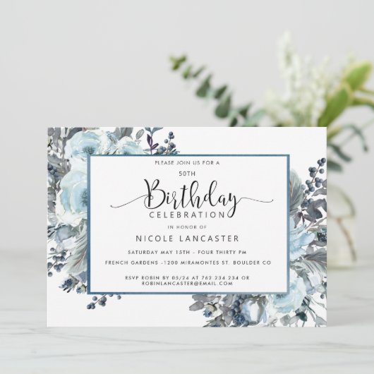 第50回(または他)青ユニークフローラ誕生日 招待状 (スタンド正面)