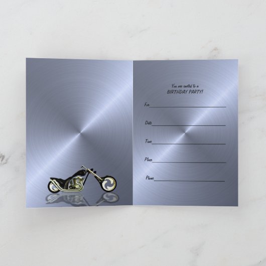 第50女の子およびモーターバイクを持つ誕生会 招待状 (内部)