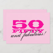 第50女性のためのバースデーパーティ招待状 招待状 (正面/裏面)