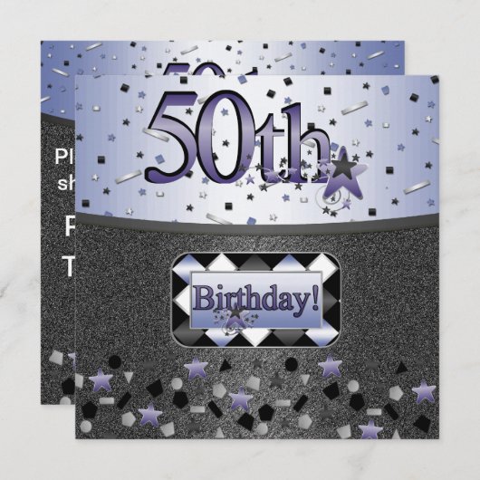 第50彼または彼女のためのバースデーパーティ招待状 招待状 (正面/裏面)