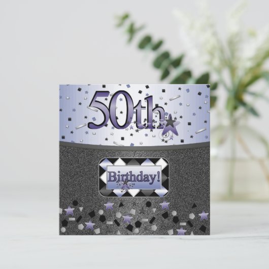 第50彼または彼女のためのバースデーパーティ招待状 招待状 (スタンド正面)