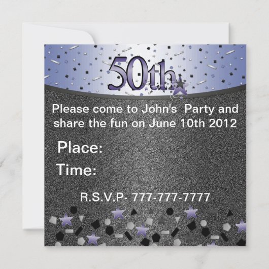 第50彼または彼女のためのバースデーパーティ招待状 招待状 (裏面)