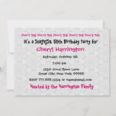 第50彼女のE32のための驚きの誕生会のピンクの黒 招待状 (裏面)