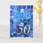 第50抽象的な正方形が付いているバースデー・カード カード (黄色い花)