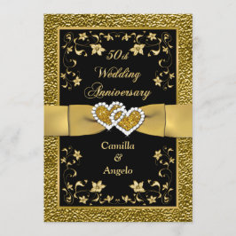 第50招待3を結婚する記念日によって結合されるハート 招待状