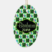 第50星とすごい日付パーソナライズされた付きオーナメント セラミックオーナメント (右)