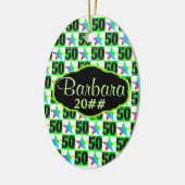 第50星とすごい日付パーソナライズされた付きオーナメント セラミックオーナメント (左)