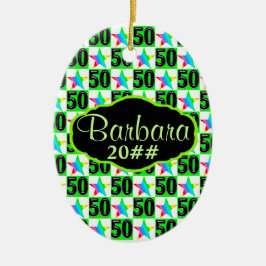 第50星とすごい日付パーソナライズされた付きオーナメント セラミックオーナメント