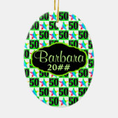 第50星とすごい日付パーソナライズされた付きオーナメント セラミックオーナメント (裏面)