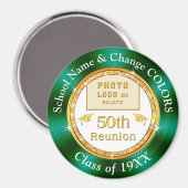 第50期クラス懇親会おみやげ、グリーン、ホワイト、金ゴールド マグネット (正面/裏面)