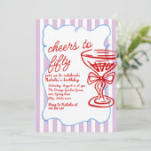 第50期チャンパ描ン50期フォトカラフル誕生日 招待状 (スタンド正面)