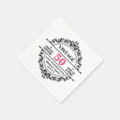 第50期ブラック&ピンクヴィンテージ誕生日 スタンダードカクテルナプキン (角)