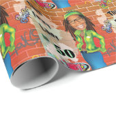 第50期女子誕生日フォキシレディおもしろい顔切り抜き ラッピングペーパー (ロールコーナー)