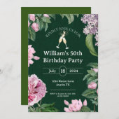 第50期水彩エレガント花誕生日 招待状 (正面/裏面)