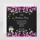 第50期素晴らしいホットピンクグリッターハイヒール誕生日 招待状 (裏面)