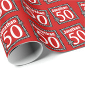 第50点検された星との誕生日の赤 ラッピングペーパー (ロールコーナー)