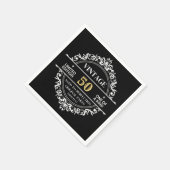 第50白黒金ゴールドヴィンテージ誕生日 スタンダードカクテルナプキン (角)