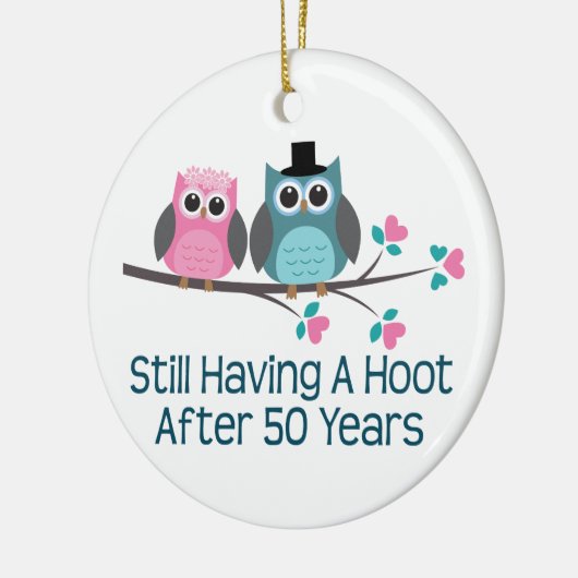第50結婚記念日のやじり声のためのギフト セラミックオーナメント (左)