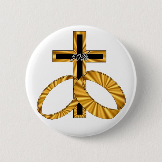 第50結婚記念日のギフト 缶バッジ (正面)