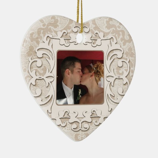 第50結婚記念日のパーソナライズな写真 セラミックオーナメント (右)