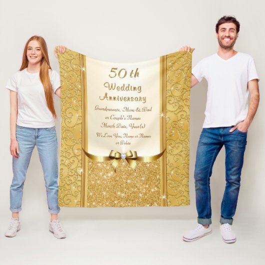 第50結婚記念日のブランケットを個人化して下さい フリースブランケット (インサイチュ)