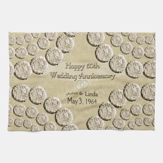 第50結婚記念日の台所タオル キッチンタオル (横)