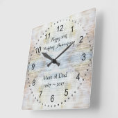 第50結婚記念日の大理石パターン スクエア壁時計 (傾斜)