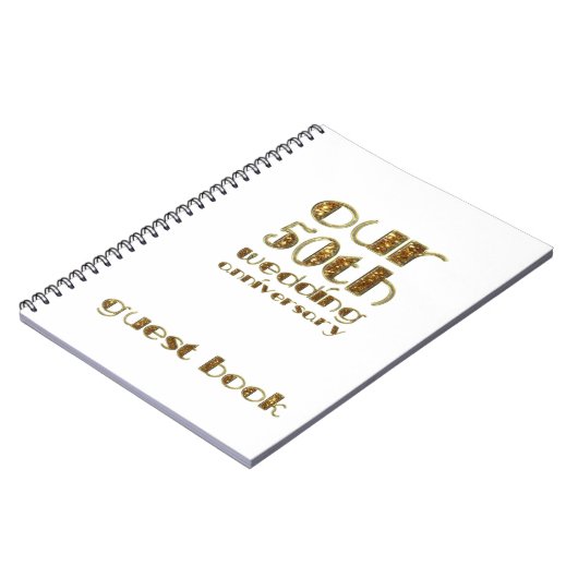 第50結婚記念日の来客名簿の金ゴールドの白 ノートブック (左側)