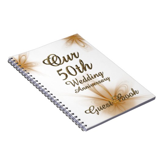 第50結婚記念日の来客名簿の金ゴールドの花柄 ノートブック (右側)