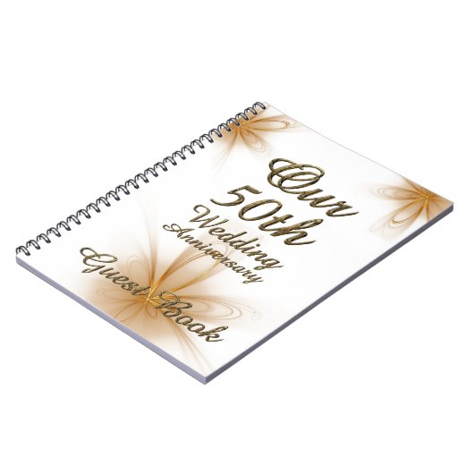 第50結婚記念日の来客名簿の金ゴールドの花柄 ノートブック (左側)