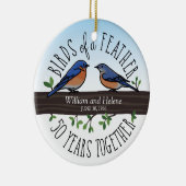 第50結婚記念日、羽のブルーバード セラミックオーナメント (右)