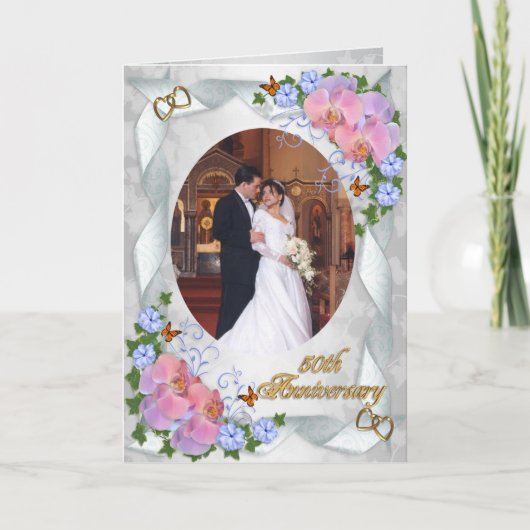 第50親w写真のための記念日の招待 招待状 (正面)